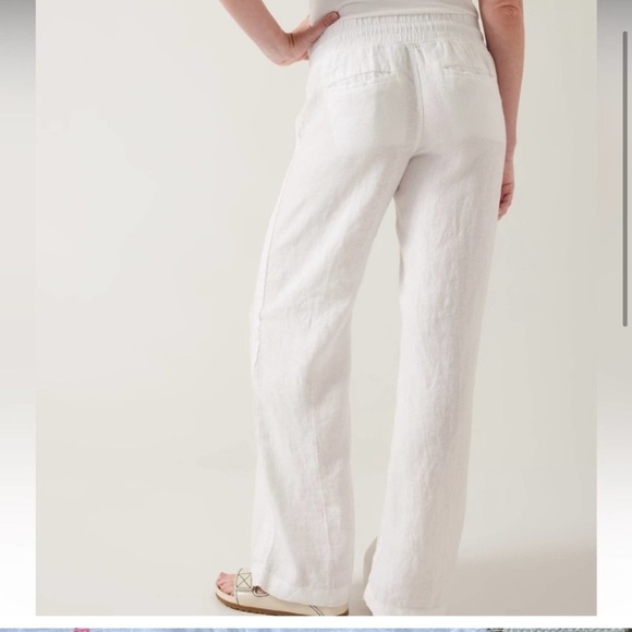 Athleta Cabo White Linen Wide Leg High Rise Pants Women’s Size 14 - Picture 2 of 3